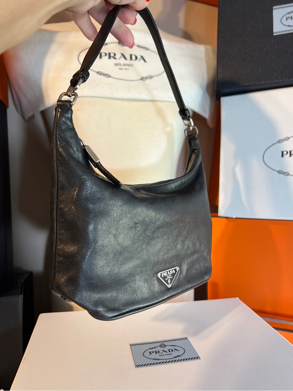 Prada Black Nappa Leather Sirio Shoulder Hobo! 🌟 Offers always welcome! - Picture 2 of 7